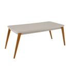 Mesa de Jantar Copper 180cm Madeira Tampo com Vidro Canto Copo Moderna Mobília