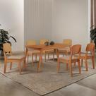 Mesa de Jantar Copper 180cm Tampo Canto Copo MDF Laminado com 6 Cadeiras Copper Premium Moderna Mobília