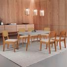 Mesa de Jantar Copper 180cm Tampo Canto Copo MDF Vidro com 6 Cadeiras Copper Premium Moderna Mobília Mesa de Jantar Copper 180cm Tampo Canto Copo MDF Vidro com 6 Cadeiras Copper Premium Moderna Mobília