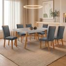 Mesa de Jantar Copper com 6 Cadeiras Lira Tampo em MDF com Vidro Serigrafado Cinza Moderna