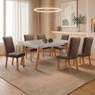 Mesa de Jantar Copper Lira 6 Lugares Tampo de Vidro Serigrafado Marrom 180x90cm Moderna
