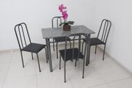 MESA DE JANTAR cozinha aço com 4 CADEIRAS tampo GRANITO M-RI 1.00M POP COR tom CHUMBO craqueada assentos preto