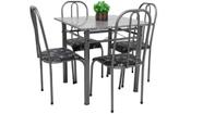 MESA DE JANTAR cozinha COM 4 CADEIRAS Madrid tampo granito 80CM em AÇO COR CRAQUEADA