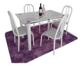 Mesa De Jantar cozinha tampo vidro 8mm Com 4 Cadeiras Munique Retangular 1.20m Aço Cor Branca ult unidades