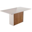 Mesa de Jantar Cris Retangular 160cm com Canto Arredondado 100% MDF, Tampo 25mm, Base Ripada Mel/Preto Sonetto
