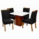 Mesa de Jantar Dakota 90x90cm Sem Vidro e 4 Cadeiras California em Veludo Estofadas Cel Móveis Cor Cinamomo Off White com Tecido Preto Mesa de Jantar Dakota 90x90cm Sem Vidro e 4 Cadeiras California em Veludo Estofadas Cel Móveis Cor Cinamomo Off White com Tecido Preto