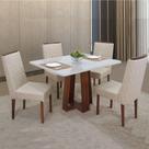 Mesa de Jantar Diana Retangular Madeira 4 Cadeiras C/ Apliques