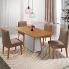 Mesa De Jantar Diane 120cm Tampo Mdf Lam 4 Cade Eloise Moderna Veludo Capuccino Naturale Off White
