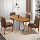 Mesa De Jantar Diane 120cm Tampo Mdf Lam 4 Cade Eloise Moderna Veludo Marrom Naturale Off White