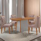 Mesa De Jantar Diane 120cm Tampo Mdf Lam 4 Cadeiras Isadora Moderna Linho Capuccino Naturale Off White