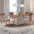 Mesa de Jantar Diane 120cm Tampo MDF Laminado com 4 Cadeiras Andes Moderna Mobília