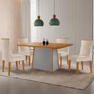 Mesa de Jantar Diane 120cm Tampo MDF Laminado com 4 Cadeiras Lisboa Moderna Mobília