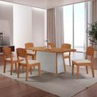 Mesa De Jantar Diane 180cm Tampo Mdf Canto Copo E 6 Cadeiras Veludo Creme/naturale/off White