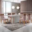 Mesa de Jantar Diane 180cm Tampo MDF Com Vidro com 6 Cadeiras Andes Moderna Mobília