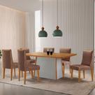 Mesa De Jantar Diane 180cm Tampo Mdf Lam 6 Cadeiras Lisboa Moderna Tork Naturale Off White