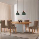 Mesa de Jantar Diane 180cm Tampo MDF Laminado com 6 Cadeiras Lisboa Moderna Mobília