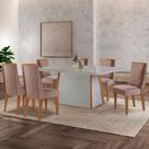 Mesa de Jantar Diane 180cm Tampo MDF Vidro com 6 Cadeiras Diane Moderna Mobília