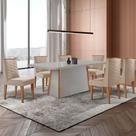 Mesa de Jantar Diane 180cm Tampo MDF Vidro com 6 Cadeiras Safira Moderna Mobília