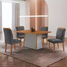Mesa de Jantar Diane Tampo 120cm MDF Canto Copo e 4 Cadeiras Melissa Moderna Mobilia