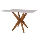 Mesa de Jantar Donna 120x90 Tampo Vidro Off White Madeira Cinamomo