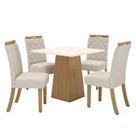 Mesa de Jantar Dora 90cm Canto Reto sem Vidro Nature Off White com 4 Cadeiras Bella Linho - Henn Mesa de Jantar Dora 90cm Canto Reto sem Vidro Nature Off White com 4 Cadeiras Bella Linho - Henn