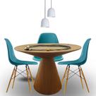 Mesa De Jantar Eclipse Cone Redonda 90cm Em Freijo