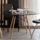 Mesa de Jantar Eiffel 110 Redonda Cozinha Madeira Mdf Tx Preto