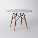 Mesa De Jantar Eiffel 80Cm Tampo Redondo Branco Base De Madeira Cor: Branco