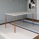 Mesa de Jantar Elen 140x80cm Tampo Branco com Base Cobre Mesa de Jantar Elen 140x80cm Tampo Branco com Base Cobre
