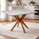 Mesa de Jantar Elisa 116x80 Tampo Vidro Off White Madeira Cinamomo