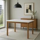 Mesa de Jantar Elisa Base Madeira Tampo MDF 25 mm Maciço Ideal para Apartamento 1,20 X 80 Offwhite