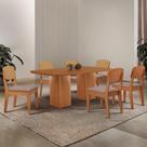 Mesa De Jantar Eloise 180cm Tampo Mdf 6 Cadeiras Moderna Linho Capuccino/naturale Mesa De Jantar Eloise 180cm Tampo Mdf 6 Cadeiras Moderna Linho Capuccino/naturale