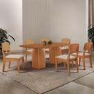 Mesa De Jantar Eloise 180cm Tampo Mdf 6 Cadeiras Moderna Veludo Creme/naturale Mesa De Jantar Eloise 180cm Tampo Mdf 6 Cadeiras Moderna Veludo Creme/naturale