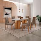 Mesa De Jantar Eloise 180cm Tampo MDF Com Vidro 6 Cadeiras Veludo Capuccino Off White Naturale Mesa De Jantar Eloise 180cm Tampo MDF Com Vidro 6 Cadeiras Veludo Capuccino Off White Naturale