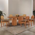 Mesa de Jantar Eloise 180cm Tampo MDF Laminado com 6 Cadeiras Copper Premium Moderna Mobília