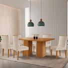 Mesa de Jantar Eloise 180cm Tampo MDF Laminado com 6 Cadeiras Lisboa Moderna Mobília