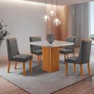 Mesa de Jantar Eloise 90 cm Tampo MDF Vidro Canto Copo com 4 Cadeiras Carolina Mesa de Jantar Eloise 90 cm Tampo MDF Vidro Canto Copo com 4 Cadeiras Carolina