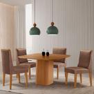 Mesa De Jantar Eloise 90cm Tampo Mdf Com 4 Cadeiras Moderna Tork/naturale