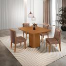 Mesa de Jantar Eloise 90cm Tampo MDF Laminado Canto Copo com 4 Cadeiras Eloise Moderna Mobília