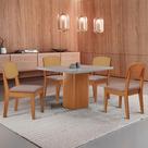 Mesa de Jantar Eloise 90cm Tampo MDF Vidro com 4 Cadeiras Copper Premium Moderna Mobília Mesa de Jantar Eloise 90cm Tampo MDF Vidro com 4 Cadeiras Copper Premium Moderna Mobília