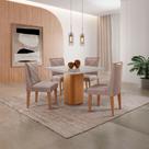 Mesa De Jantar Eloise Canto Copo 4 Cadeiras Isadora Moderna Linho Capuccino/off White/naturale Mesa De Jantar Eloise Canto Copo 4 Cadeiras Isadora Moderna Linho Capuccino/off White/naturale