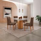 Mesa De Jantar Eloise Canto Copo 4 Cadeiras Isadora Moderna Veludo Marrom/off White/naturale Mesa De Jantar Eloise Canto Copo 4 Cadeiras Isadora Moderna Veludo Marrom/off White/naturale