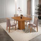 Mesa De Jantar Eloise Canto Copo 4 Cadeiras Moderna Mobília Linho Capuccino/naturale Mesa De Jantar Eloise Canto Copo 4 Cadeiras Moderna Mobília Linho Capuccino/naturale