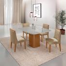 Mesa De Jantar Eloise Canto Copo 4 Cadeiras Moderna Mobília Turim 07/off White/naturale