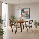 Mesa de Jantar em Madeira Maciça Millena 80x80 Robusta Vintage Retrô Reforçada Alta Castanho