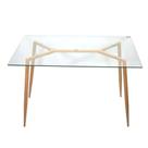 Mesa de Jantar em Vidro 120X80cm Eames Eiffel com Base de Madeira RF4127 Mozaic Mesa de Jantar em Vidro 120X80cm Eames Eiffel com Base de Madeira RF4127 Mozaic