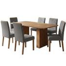 Mesa de Jantar Ester MDF Com 6 Cadeiras Estofadas Linho MOLCI