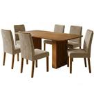 Mesa de Jantar Ester MDF Com 6 Cadeiras Estofadas Suede MOLCI