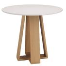 Mesa de Jantar Estilo Redonda 90cm MDF/MDP, Tampo Laqueado 18mm, Base Mel/Off Sonetto