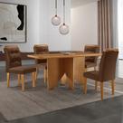 Mesa De Jantar Evora 120cm MDF Canto copo e 4 Cadeiras Carol